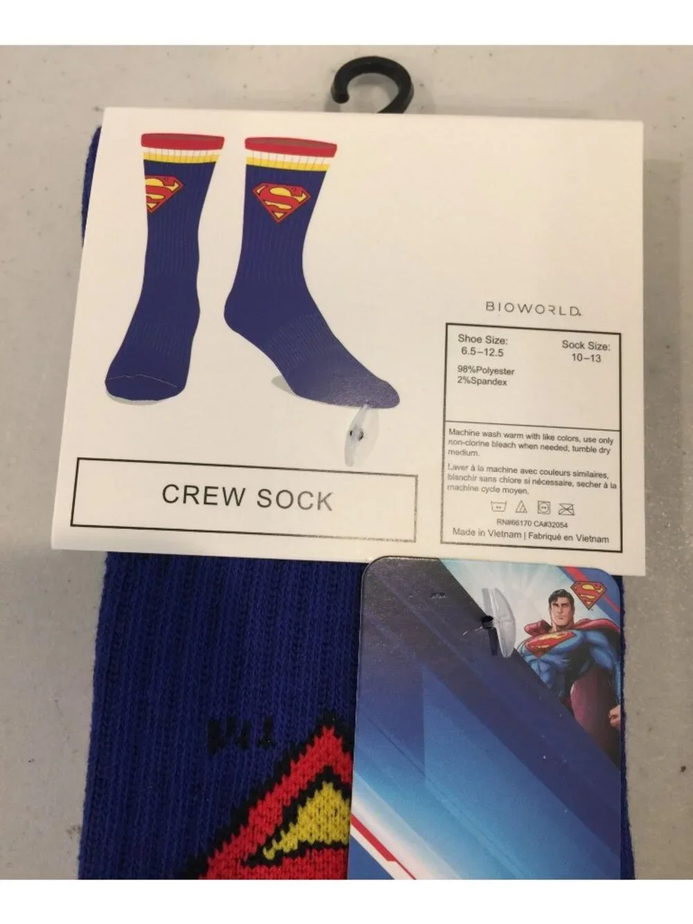 DC Superman Men's Crew Socks Size 10-13 Set of 2 Bioworld